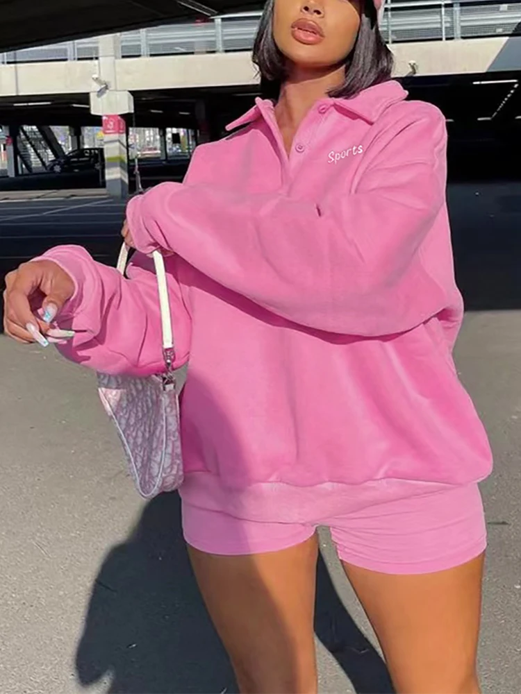 Женский спортивный костюм с капюшоном и шортами длинным рукавом