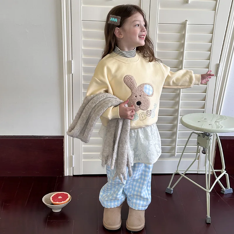 Комплекты для маленьких девочек плотные осенне-зимние толстовки милые