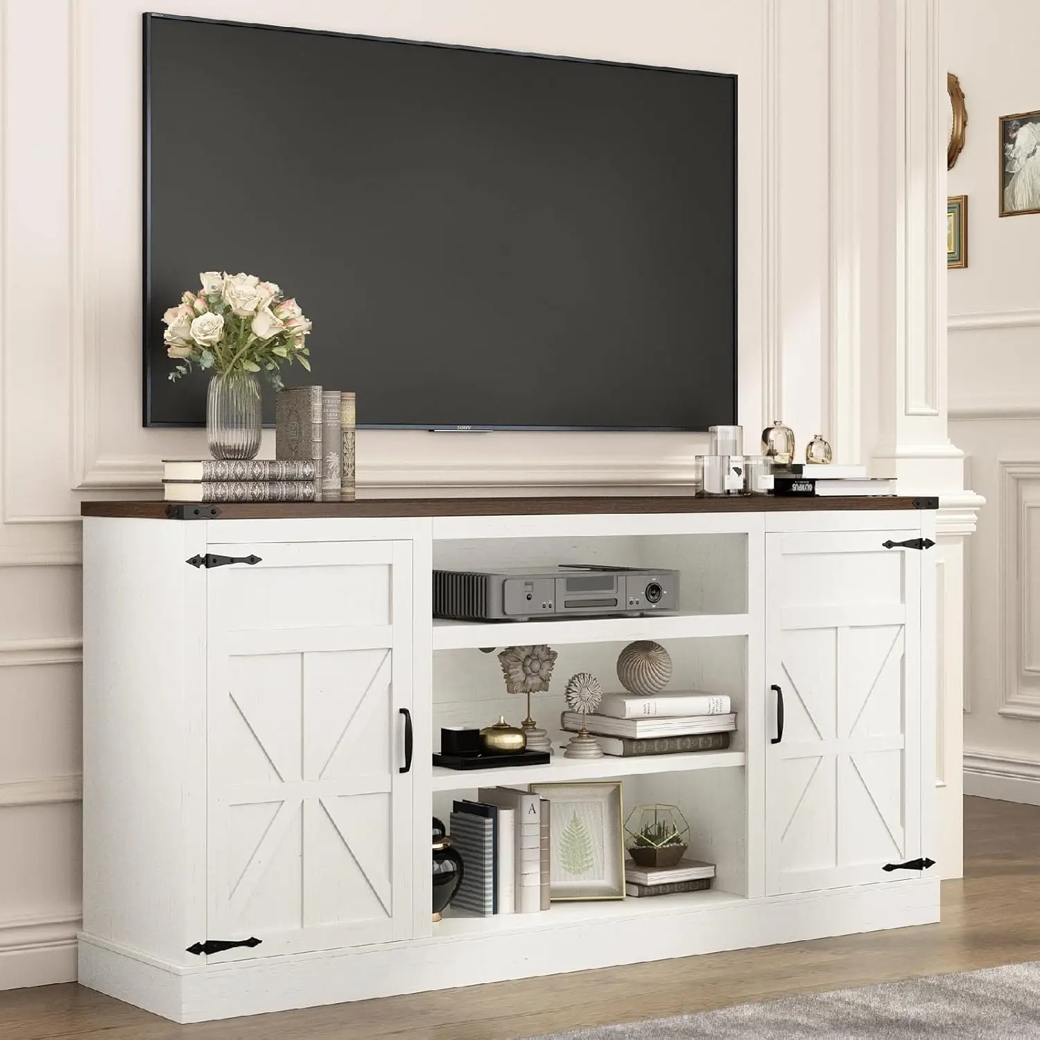 Подставка для телевизора в фермерском доме 66 дюймов с розетками 75 65-дюймовых