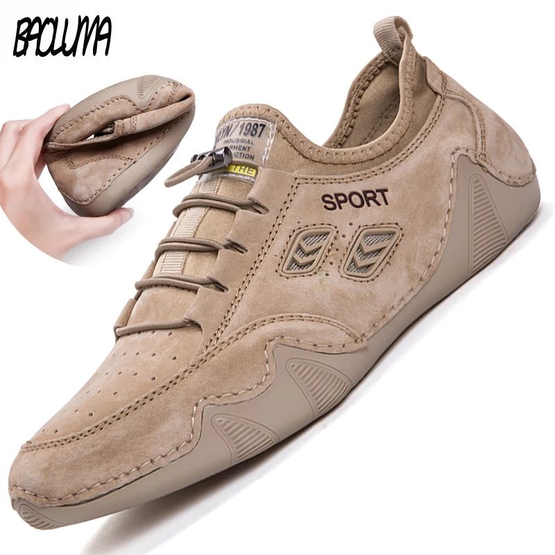 Мужские кожаные кроссовки мягкие лоферы повседневная обувь для вождения лето |