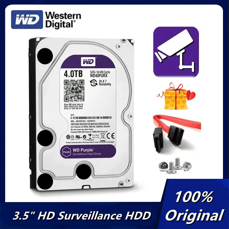 

WD Purple 4TB 3.5" Surveillance Internal Hard Drive Disk SATA III 6Gb/s 1TB 2TB 3TB 6TB 8TB HDD HD Harddisk for CCTV DVR NVR WD