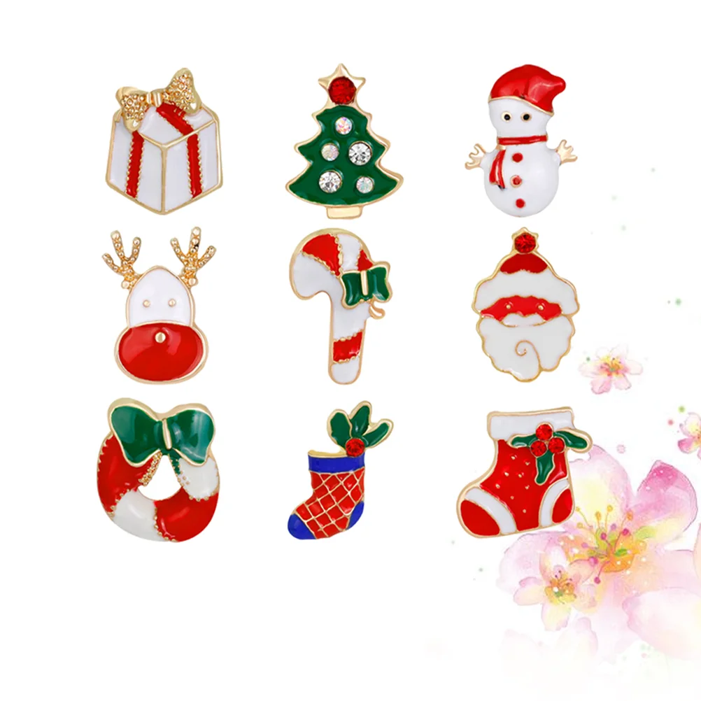 

Christmas Creative Brooch Set Alloy Brooch Drip Oil Breastpin Funny Badge Party Costume Decor Supplies