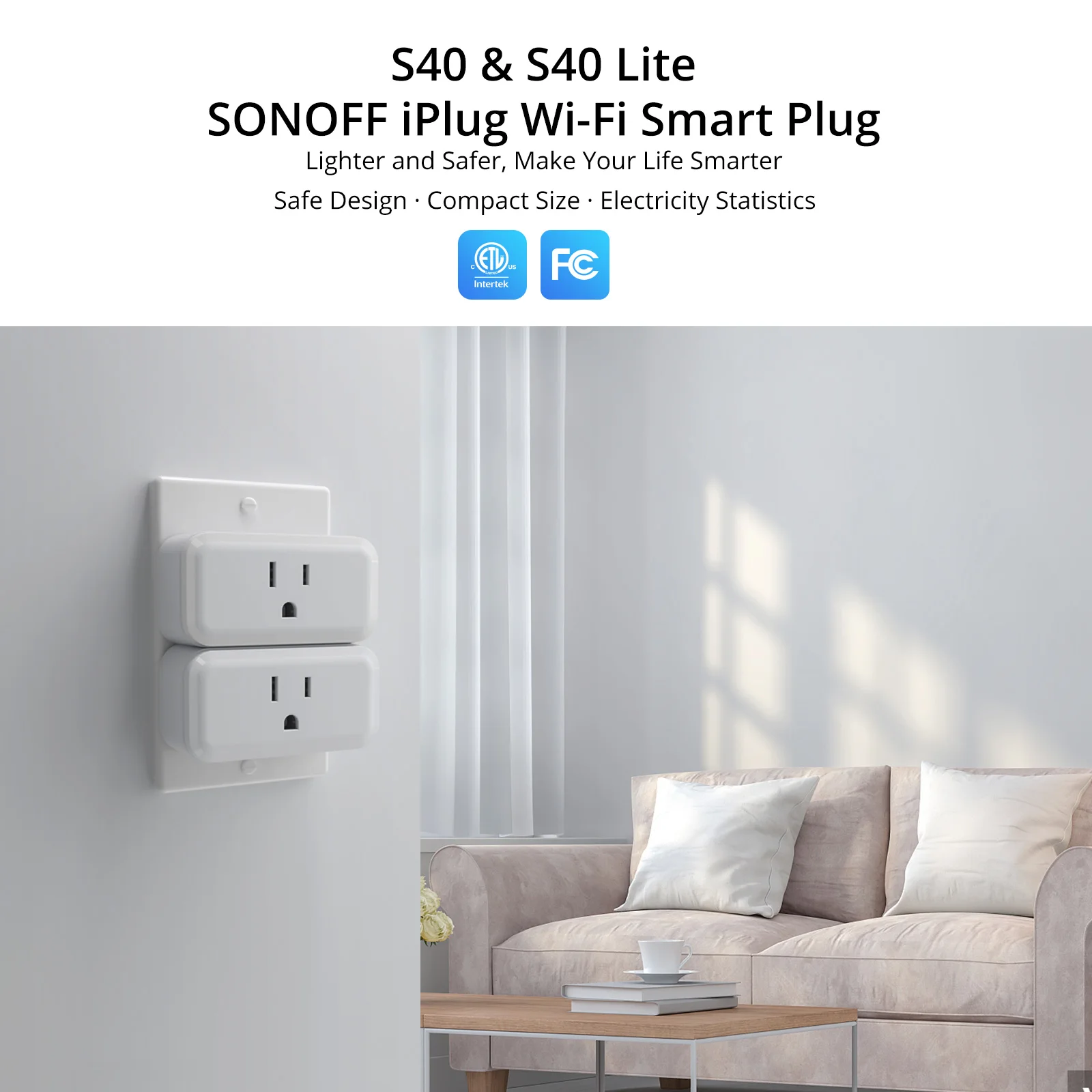 SONOFF S40/S40 Lite Type A 15A интеллектуальная розетка Wi-Fi мини-разъем голосовое