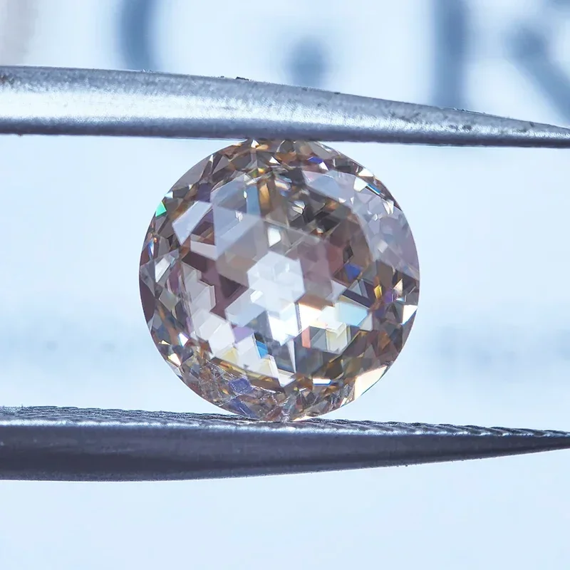 Муассанит шампань круглые бусины розовой огранки 2.5ct