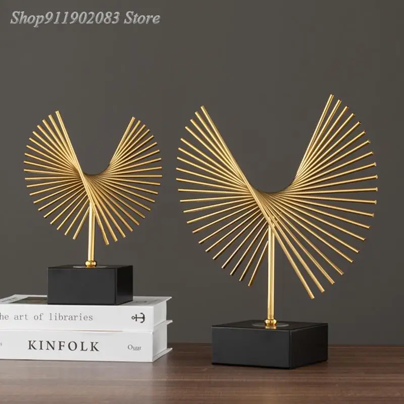 

2023 Creativity Metal Abstract Crafts Furnishings Golden Line Modern Home Decoration Miniature Figurines Room Decoration