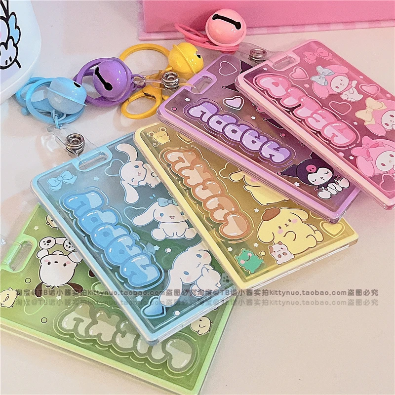 

Kawaii Kuromi Hello Kitty моя мелодия акриловая рельефная фотография аниме Sanrio девушка сердце симпатичный автобус карта защитный чехол подвеска