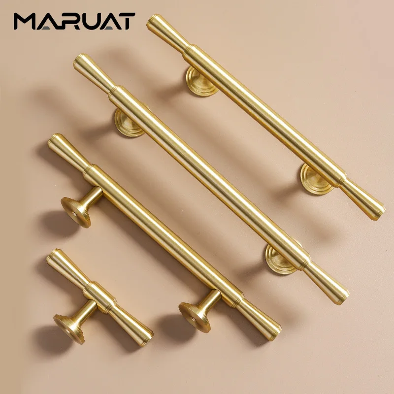 

Роскошные латунные мебельные ручки в скандинавском стиле для шкафов и ящиков, золотая ручка для кухонного шкафа, гардероба, комода, натяжные дверные ручки