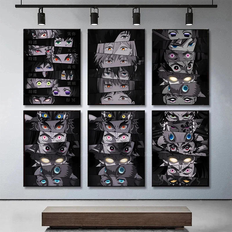 

Demon Slayer Anime Eyes Canvas Painting Hashira Rengoku Akaza Tanjiro Tengen Chainsaw Man Posters Wall Art Home Decor Cuadros