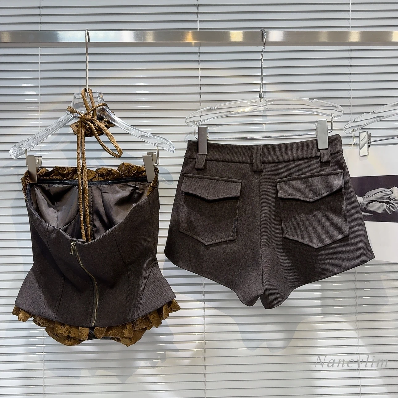 Женский летний комплект из двух предметов кружевной топ с цветочным кружевом и