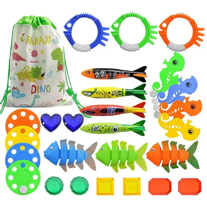 

Pool Diving Toys Summer Swim Water Fishtoys With Storage Bag Interactive Swimming Pool Toys Underwater Diving Training Toys Gift