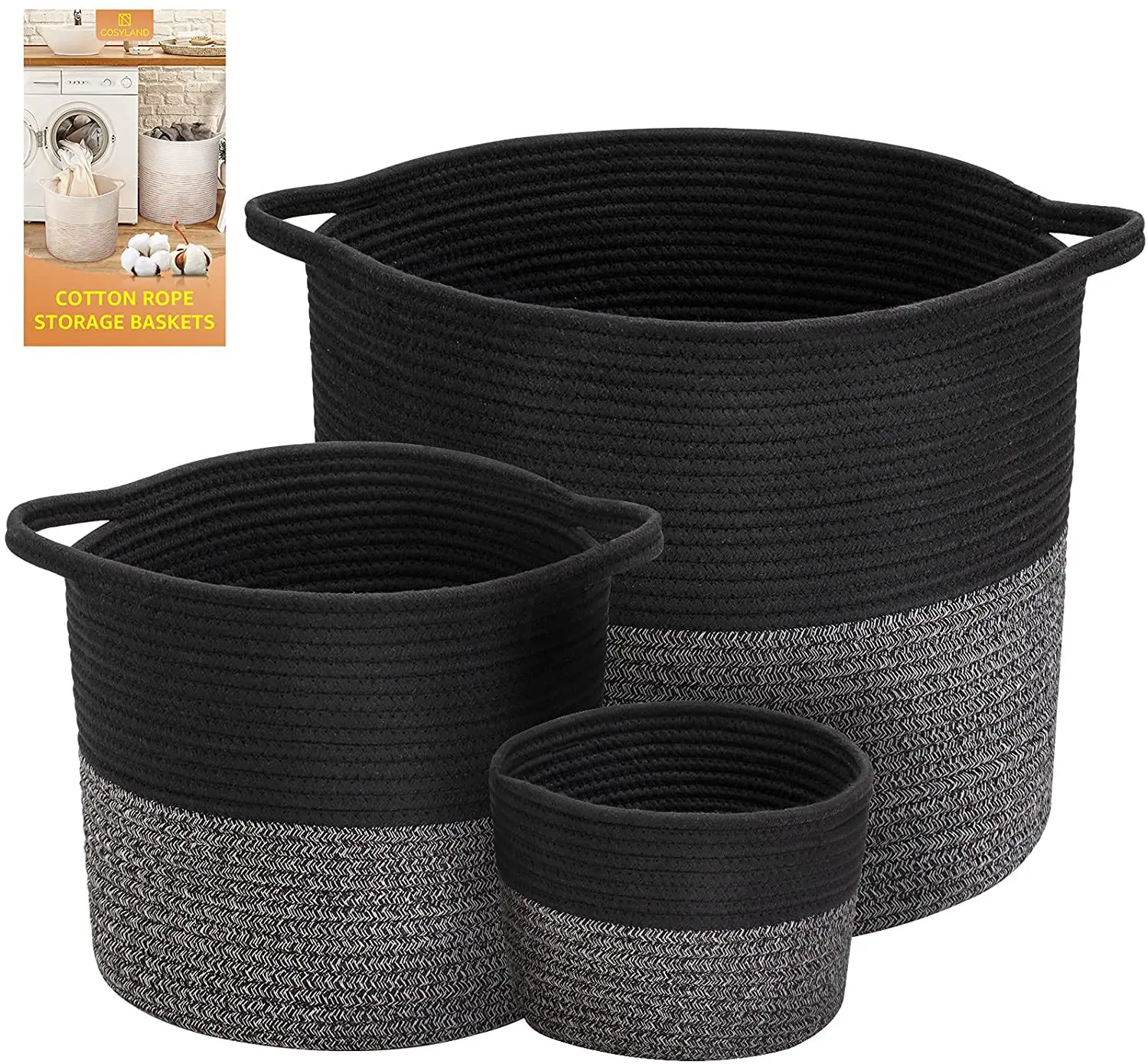 

Large Basket for Blanket Storage Basket Bins for Organizing Cotton Rope Woven Laundry Hamper Hombins Round Basket Toy Storage