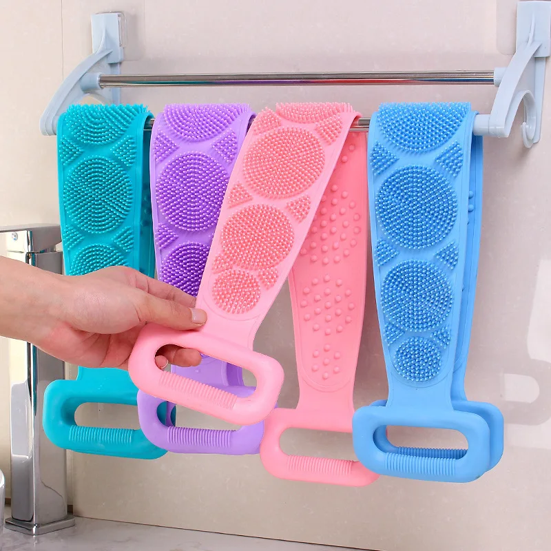 Silicone Back Scrubber Bath Belt Soft Loofah Bath Towel Body Exfoliating Massage For Shower Body Cleaning Bathroom Shower Strap