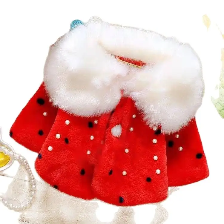 Girls Coat Winter Kids Faux Fur Jacket Fashion Thick Velvet Cloak Baby Toddler Girl Cotton Warm Cute Outerwear For Children | Детская