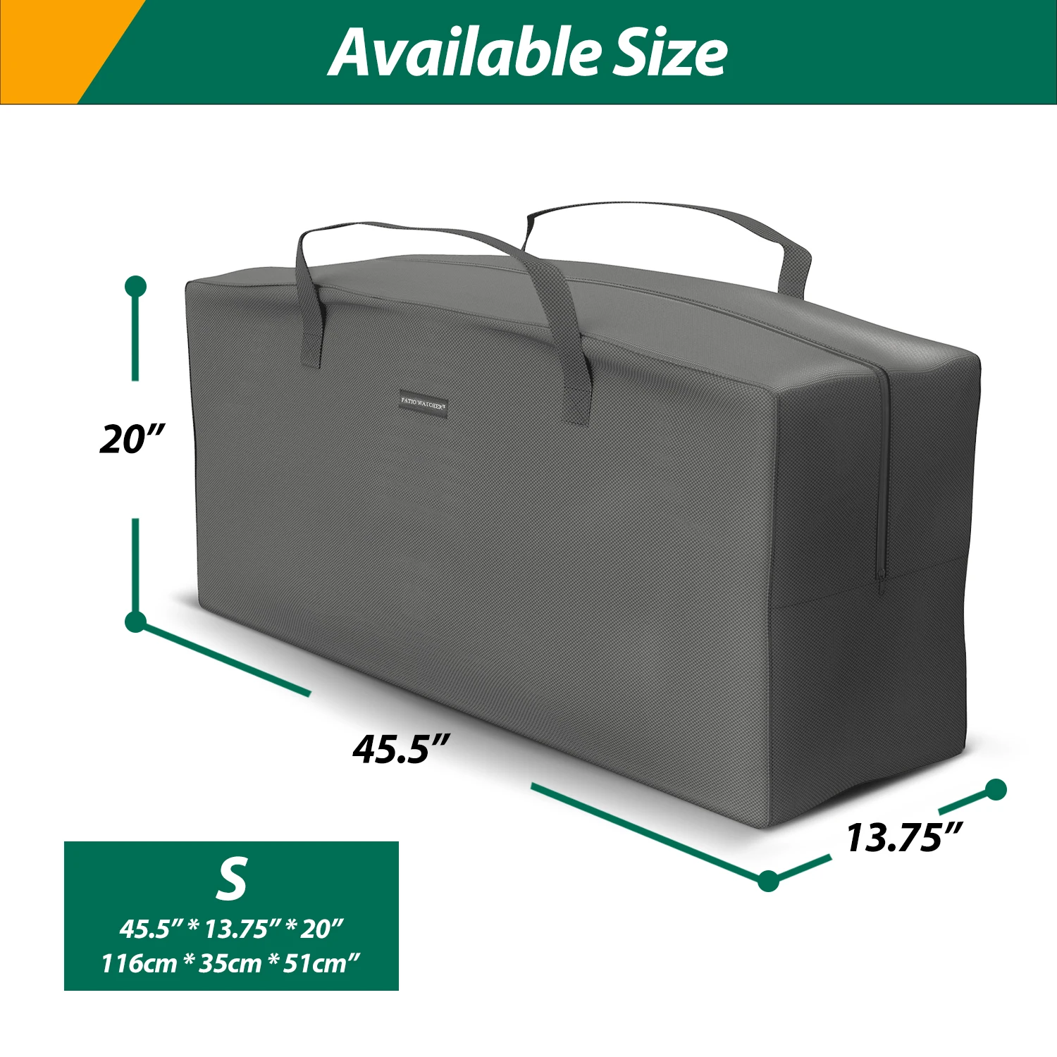 

Watcher Cushion Storage Bag Furniture Storage Bag with Handles, 45.5" (L) X 13.75"(W) X 20"(H) - Grey