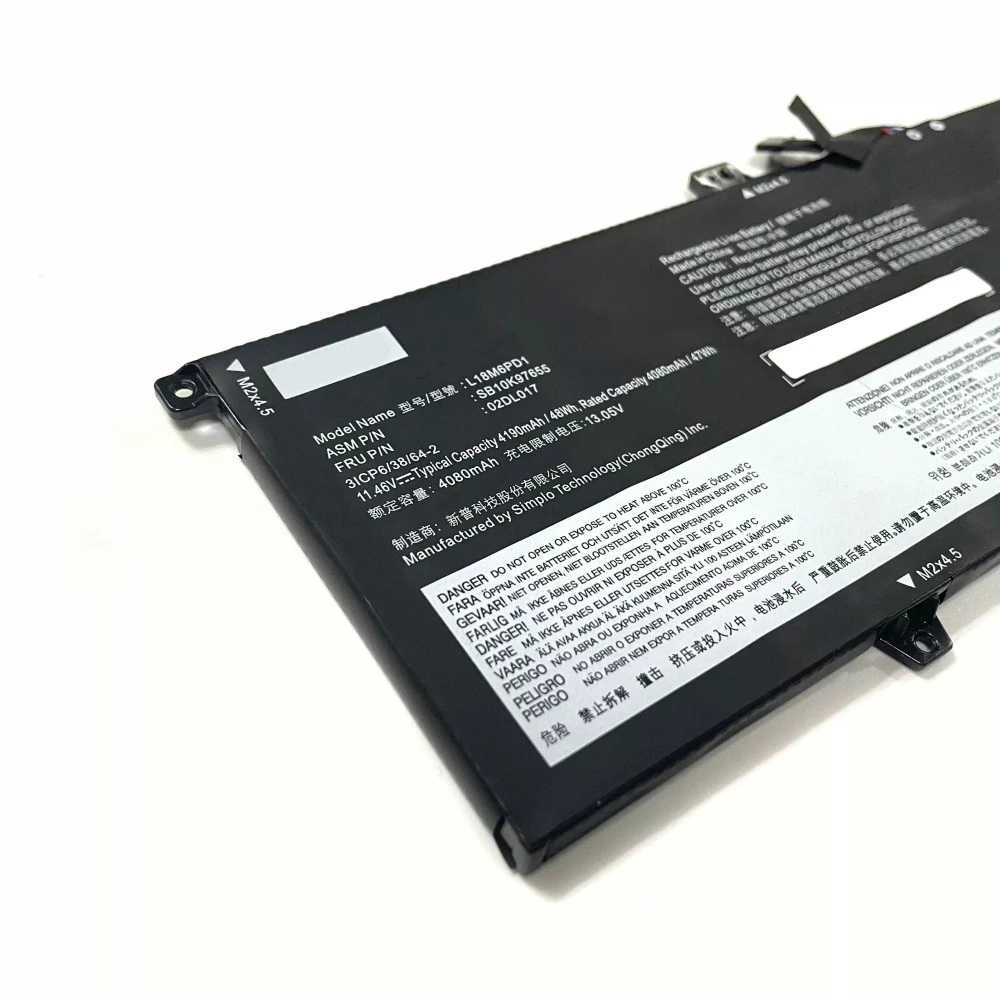 Аккумулятор для ноутбука Lenovo ThinkPad X13 X390 X395 02DL018 L18M6PD2 L18L6PD1 Series 11 46 в 4190 мАч 48 Вт/ч