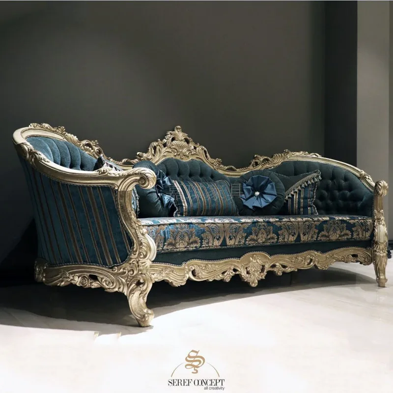 

Диван из массива дерева в европейском стиле, роскошный журнальный столик во французском стиле из 123 ткани, мебель в стиле барокко