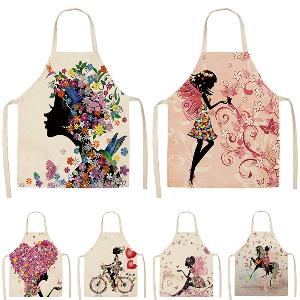 

Фартук в мультяшном стиле для девочек, кавайные фартуки, женский домашний фартук для уборки с мультяшным рисунком, индивидуальные нагрудни...