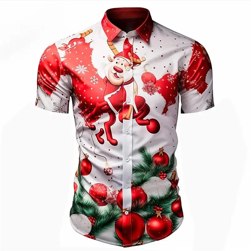 Мужские рождественские рубашки с принтом Санта-Клауса