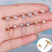1pc korean fashion stainless steel helix cartilage piercing tragus stud zircon butterfly ear piercing earrings for women jewelry