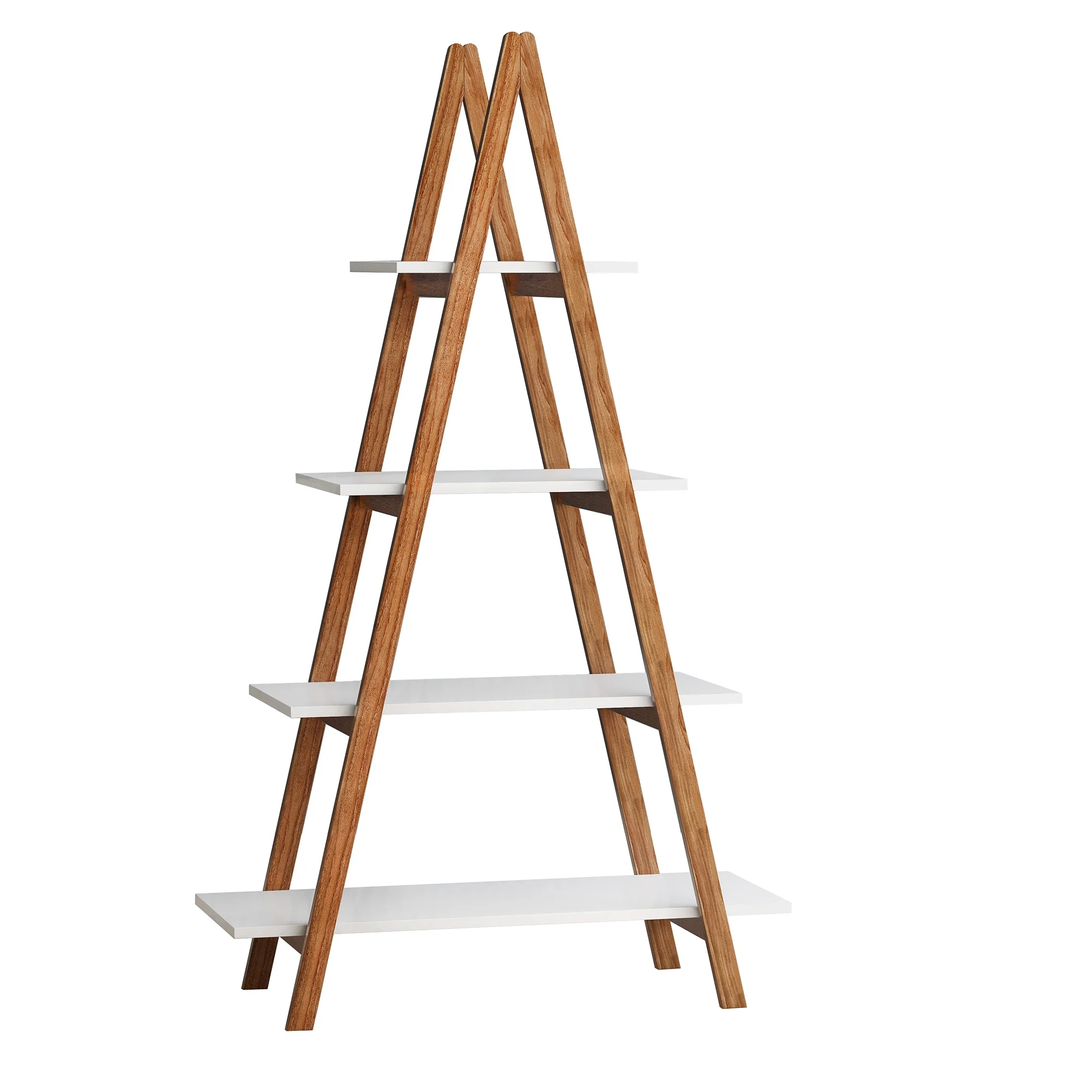 

Solid bamboo wood oxford “A”frame ladder display bookshelf