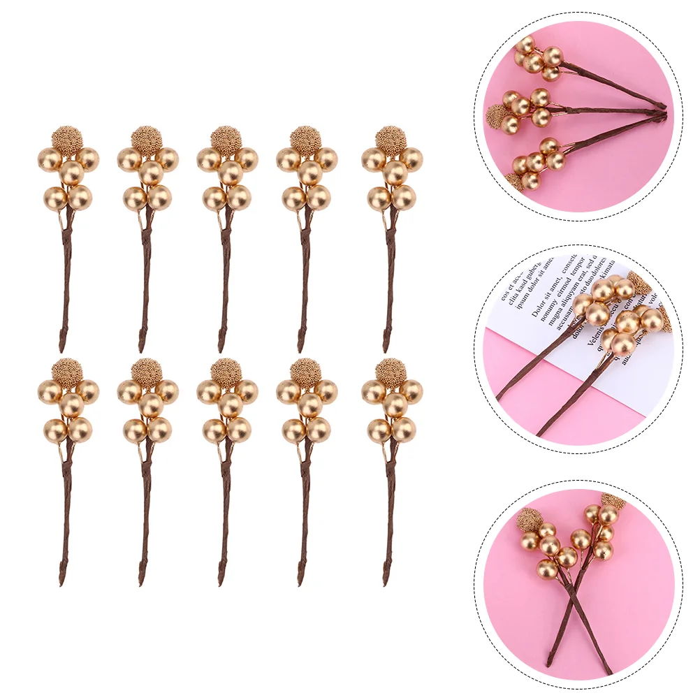 

Berry Stems Christmas Berries Artificial Tree Branches Picks Holly Golden Flower Fakedecorations Garland Pick Decor Supplies
