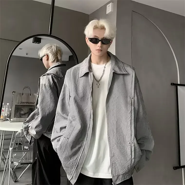 Модная брендовая мужская куртка на молнии верхняя одежда укороченные лацканы с