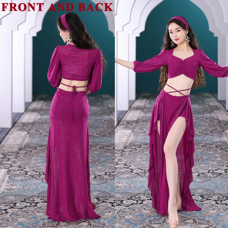 Комплект для танца живота модный топ + юбка в дворцовом стиле новая тренировочная