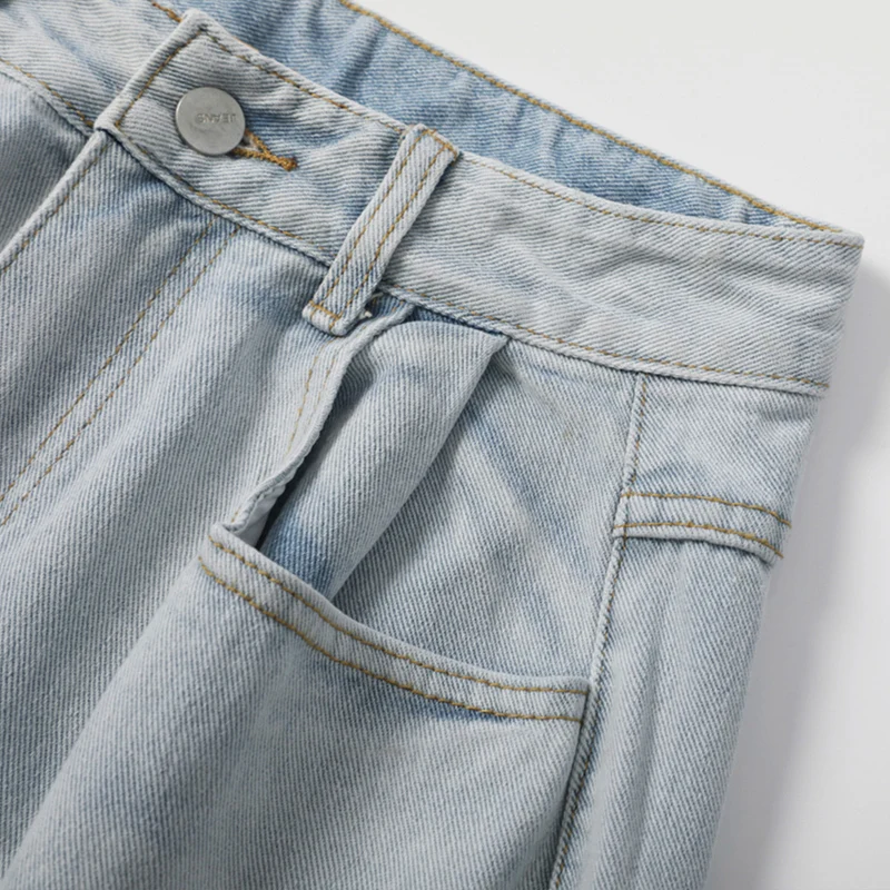 2022 Spring/Summer New Men's Light Baggy Jeans Korean Fashion Streetwear Ripped Denim Cropped Pants Male Brand Clothes