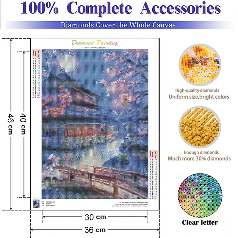 GATYZTORY алмазная живопись город Алмазная вышивка полная дрель речный пейзаж мозия