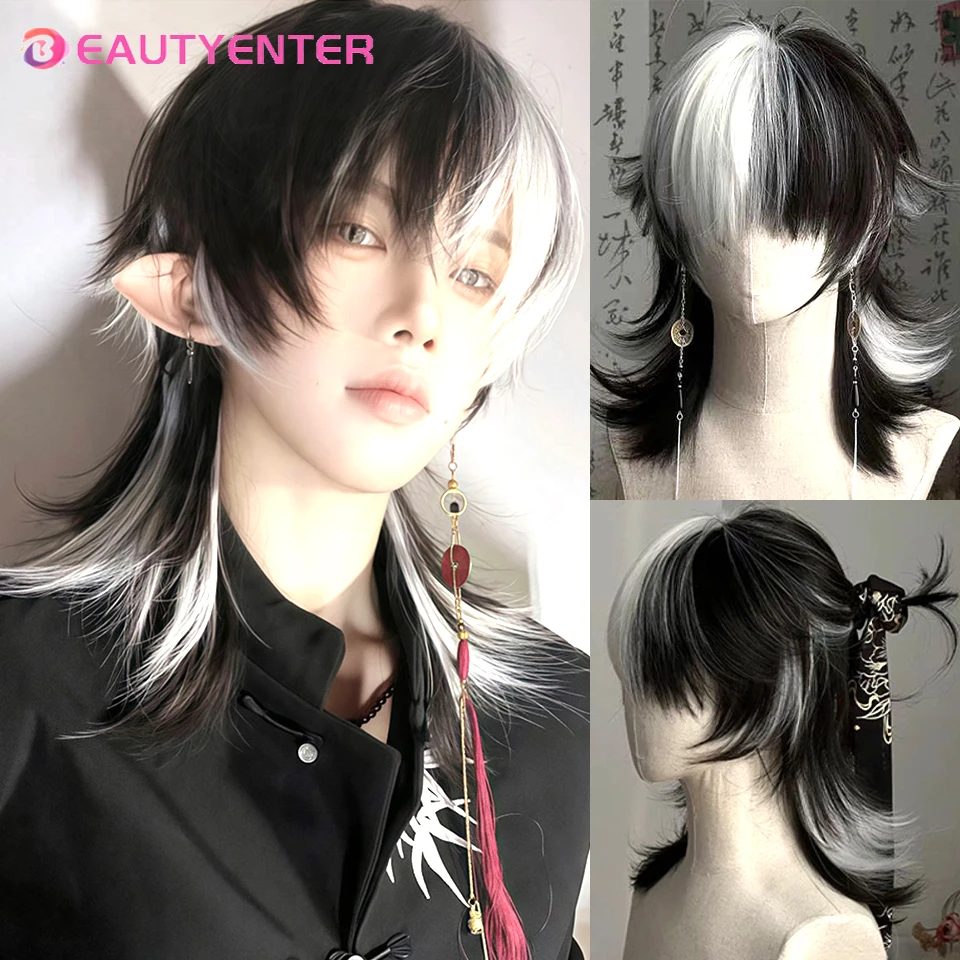 BEAUTYENTER Синтетические прямые короткие черные и белые Искусственные Лолиты