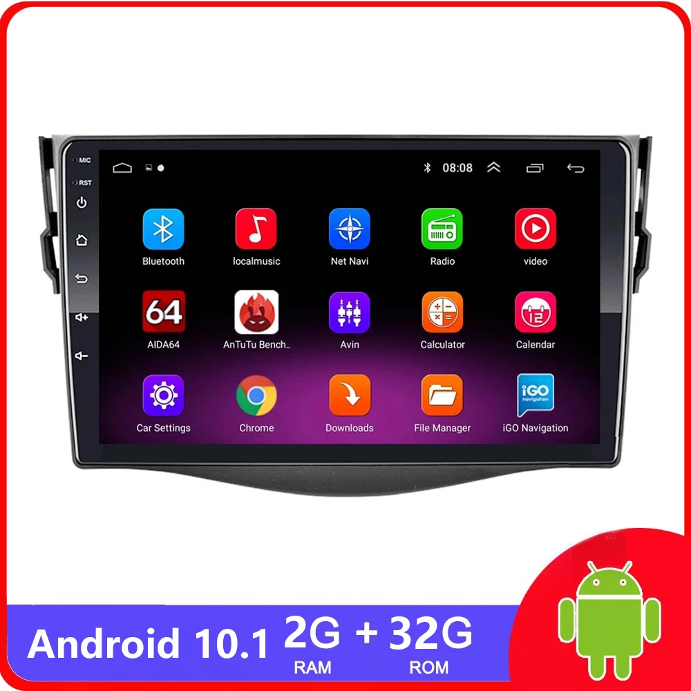 Для Toyota RAV4 Rav 4 2007 2008 2009 2010 2011 2Din автомобильный Android 10 1 Радио мультимедийный плеер 2
