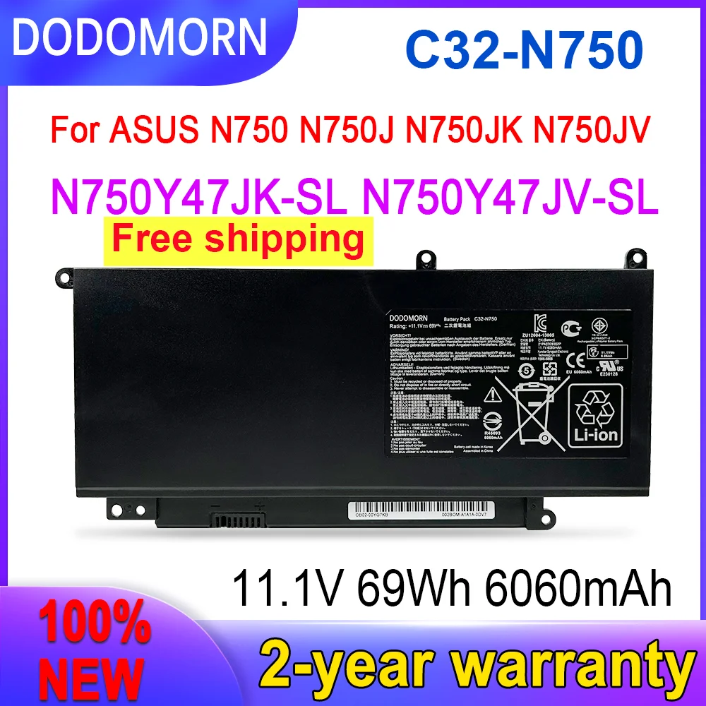 DODOMORN 100% новый аккумулятор C32-N750 11 1 В 69 Втч/6260 мАч для ASUS N750 N750J N750JK N750JV N750Y47JK-SL N750Y47JV-SL