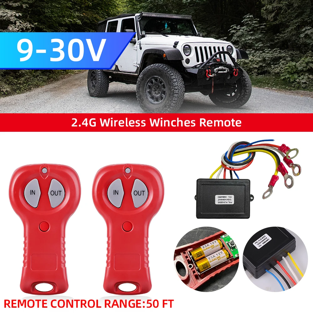 

Car Hand Held Digital Wireless Winches Dual Remote Control Recovery Kit 2.4G 164FT With Manual Transmitter For 12V 24V Car JEEP