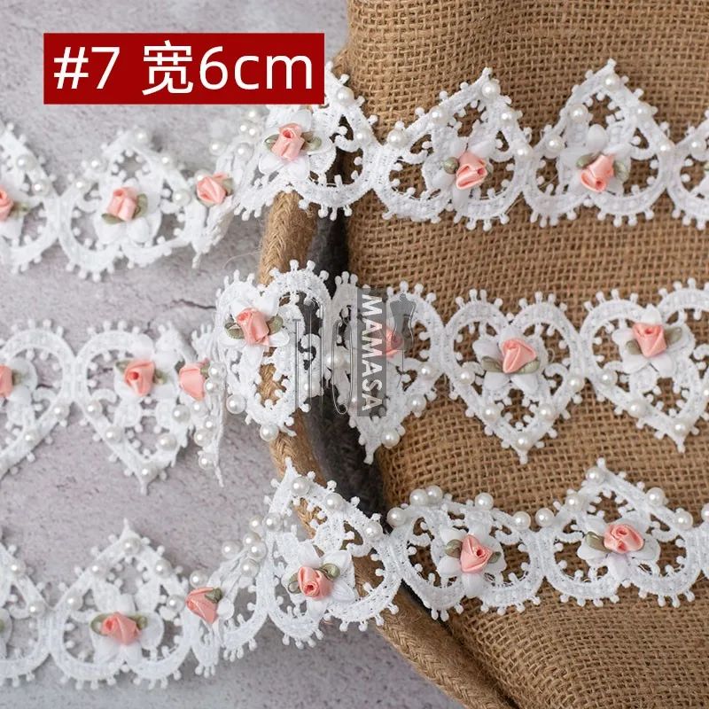 High Quality Fairy Vanilla Rose Three-Dimensional Beaded Flower Embroidery Lace DIY Handmade Finish Accessories |