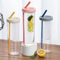 ins water bottle with foldable straw 700ml water bottle fruit tea built in filter cup portable office drinkware outdoor shaker