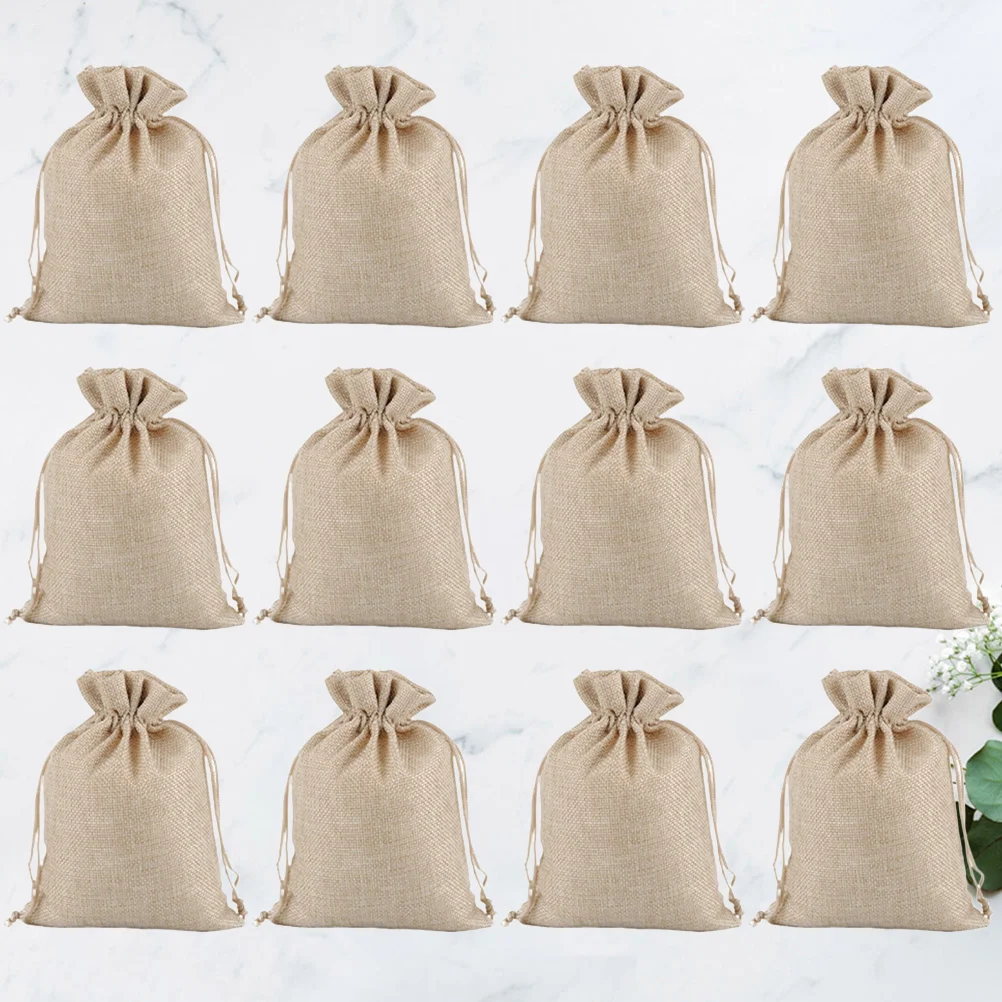 

Linen Gift Jute Storage Jewelry Burlap Natural Party Wrapping Pouches Muslin Drawstring Wedding Dry Sachet Flower Hessian Pouch