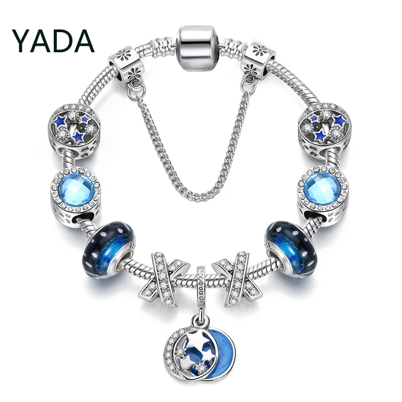 

YADA 2023 Fashion Blue Color Stars Bracelets Bangles For Women Gifts Bracelets Charm Crystal Jewelry Accessory Bracelet BT220041