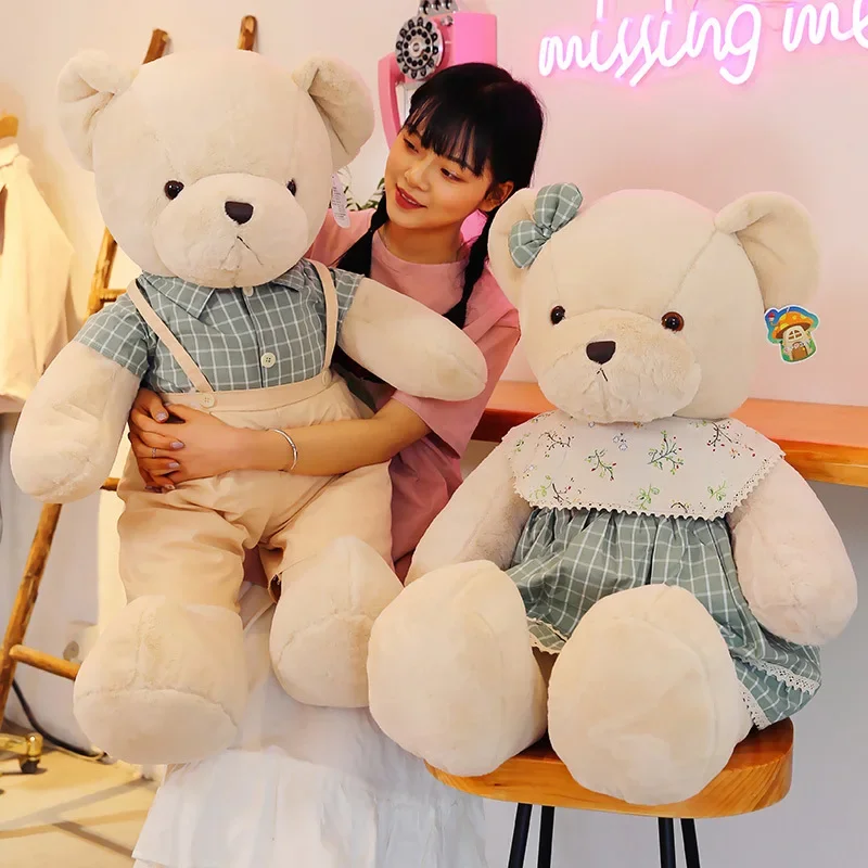 

New Small Fresh Teddy Bear Wearing Clothes Doll Couple Plush Toy Pillow Doll Girls Valentine's Day Gift