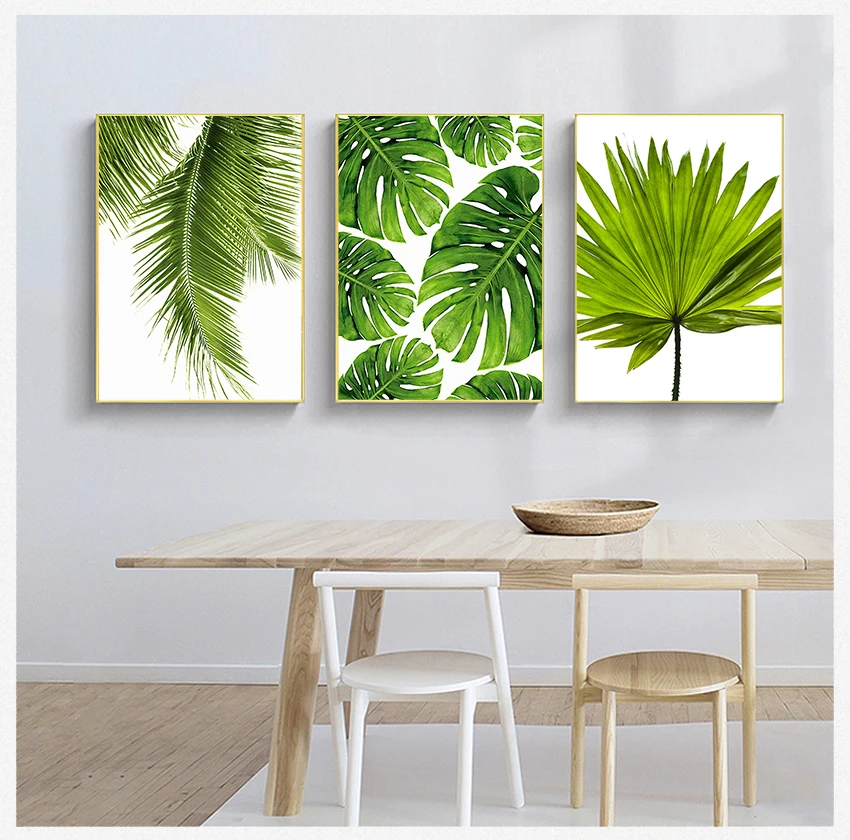 

Nordic Style Kids Room Decor Posters and Prints Wall Picture for Living Room Tropical Banana Leaf Canvas Painting Green Plants