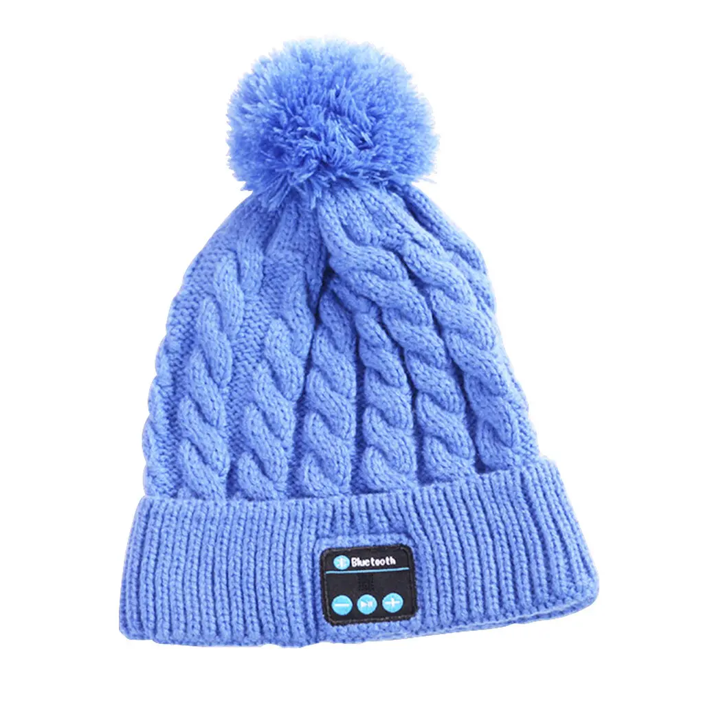 Беспроводная шапка bluetooth V5 0, смарт-микрофон, музыкальная гарнитура, наушники, зимняя шапка для спорта на открытом воздухе, Черная