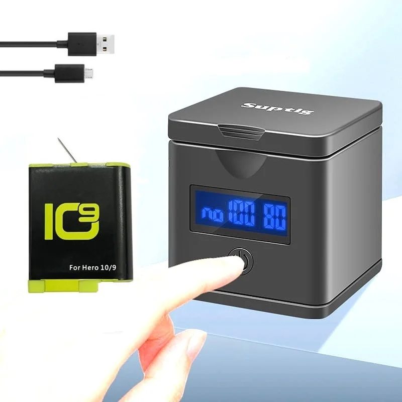 3Way LCD Screen Charging Case Box For GoPro Hero 110/9 Black Battery Charger Fully Decoded Battery Pack 3Slot Dual Charger Power