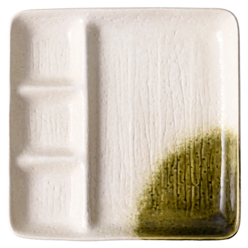 

Creative Frame Plate Ceramic Household Dried Fruit Platter Retro Four Grid Plate Dumpling Plate Sushi Plate
