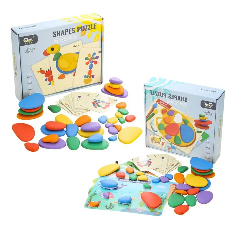 

Головоломка Монтессори развивающая игрушка для детей, радужная галька, мышление, игра, живопись, сенсорные обучающие игрушки