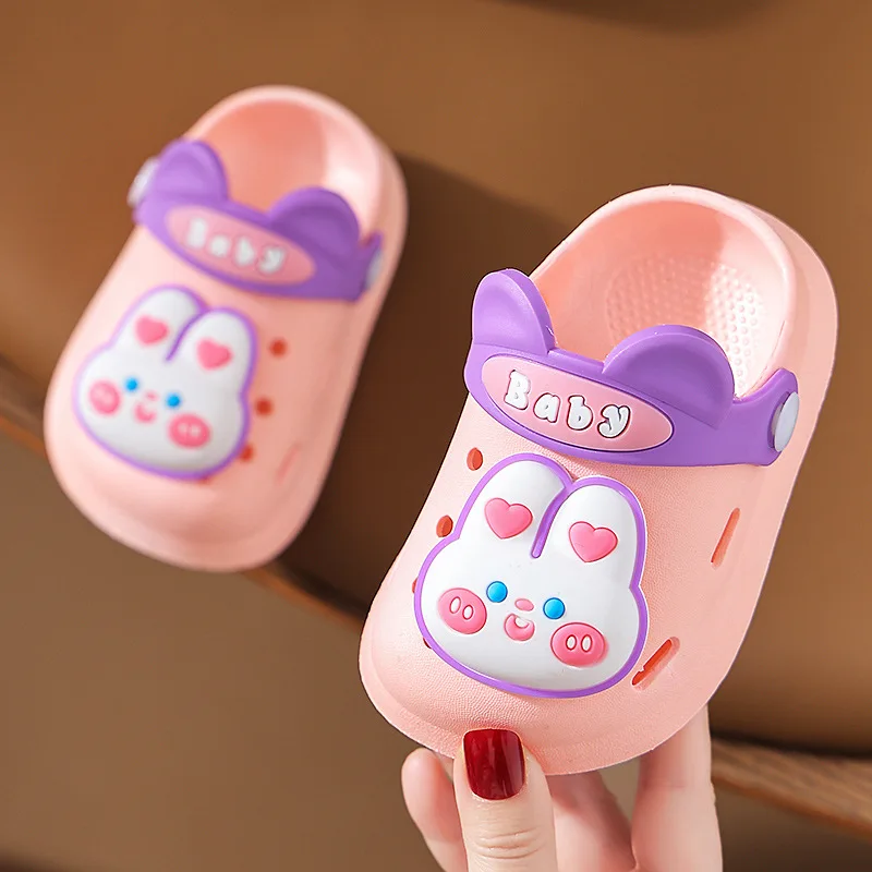 Baby Summer Slippers Cute Animals Cartoon Sandals Boys Girls Home Slippers Anti-slip Breathable Hole Shoes Children Slides