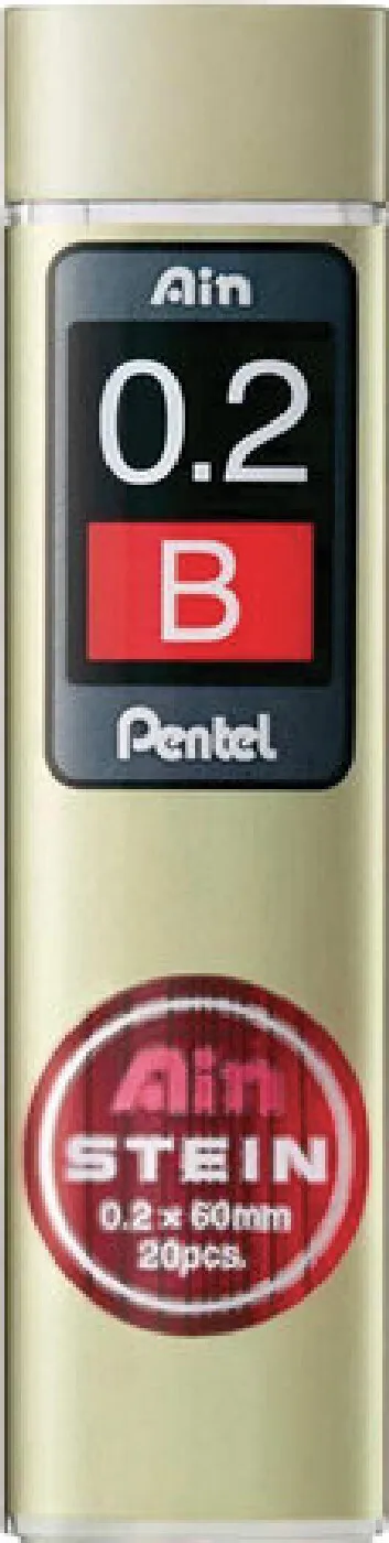 Грифели запасные PENTEL (Япония) в КОМПЛЕКТЕ из 20 шт. &quotAin Stein" В 0 2