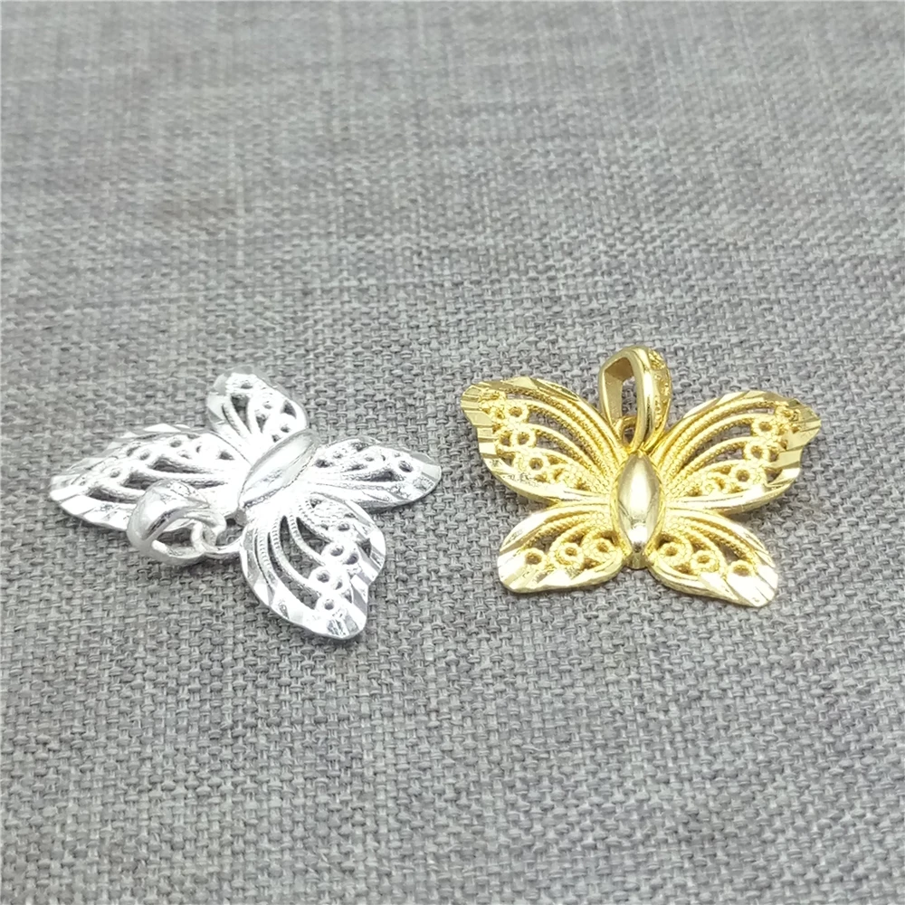 

2pcs of 925 Sterling Silver Hollow Butterfly Charms w/ Gold Plated for Necklace Bracelet