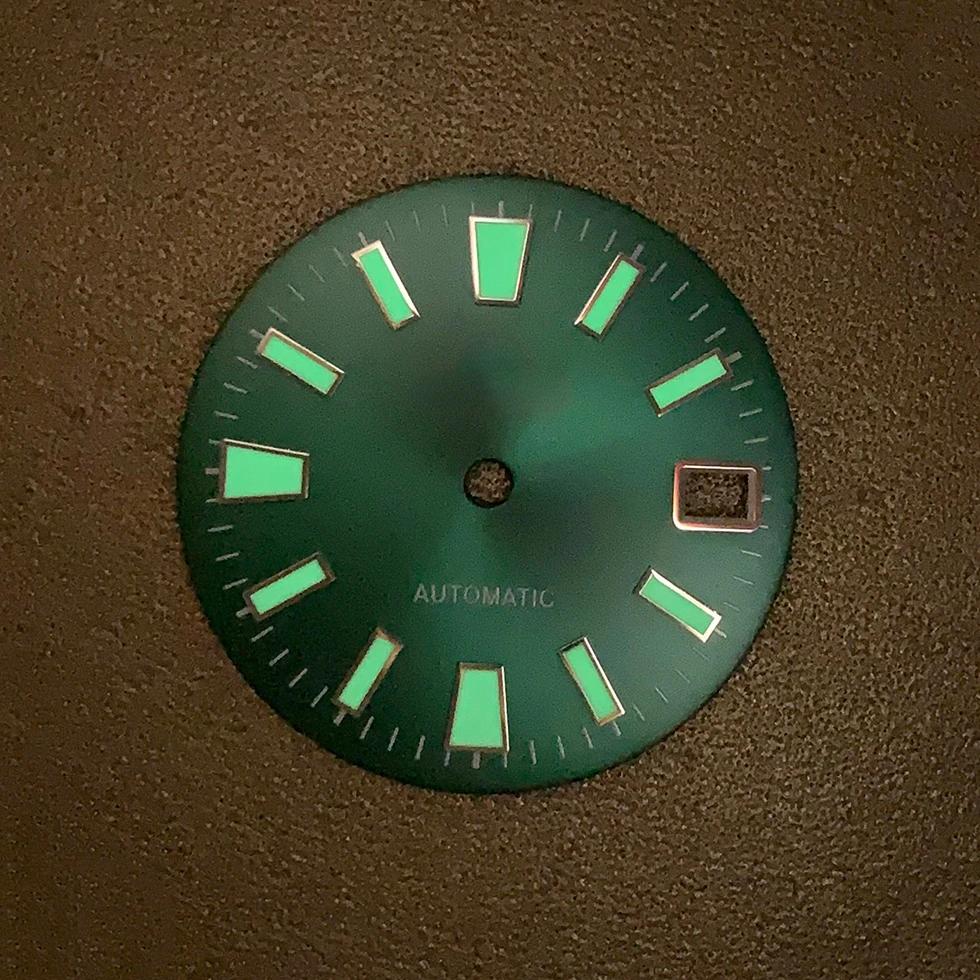 GS Watch Dial Accessories Sunstripe GS Green Luminous Stripe Dial 28.5mm for NH35 NH36 Caliber Men Watch Accessories