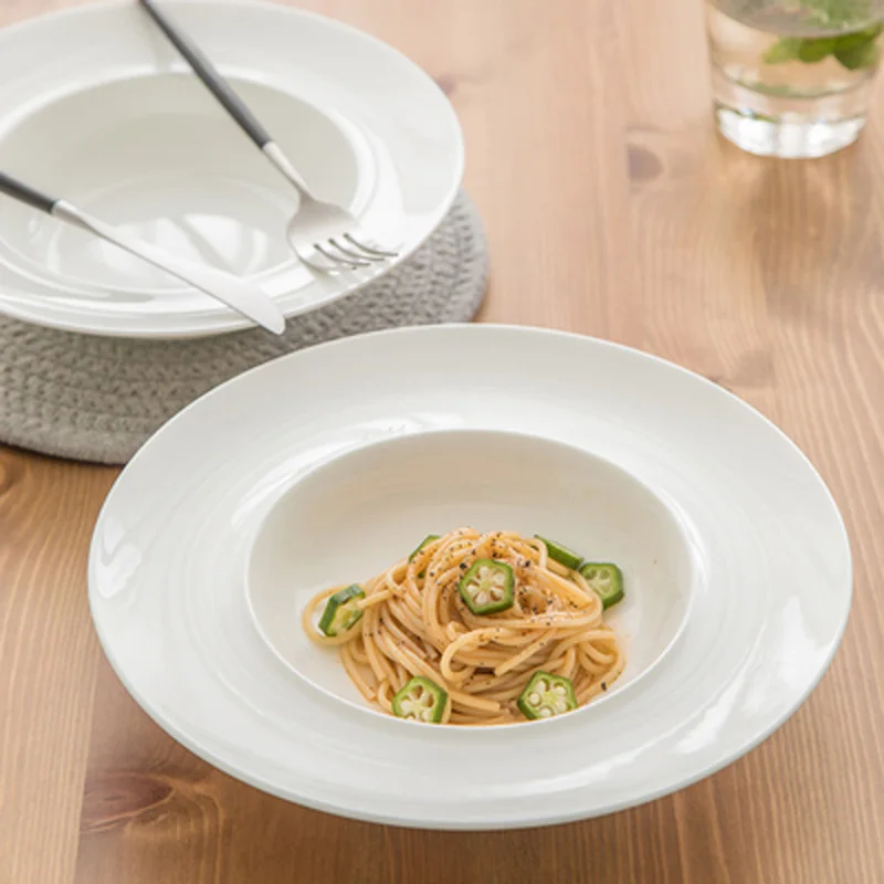 

Japanese style home deep straw hat plate ins Nordic plate dish plate home western food plate pasta plate pasta plate