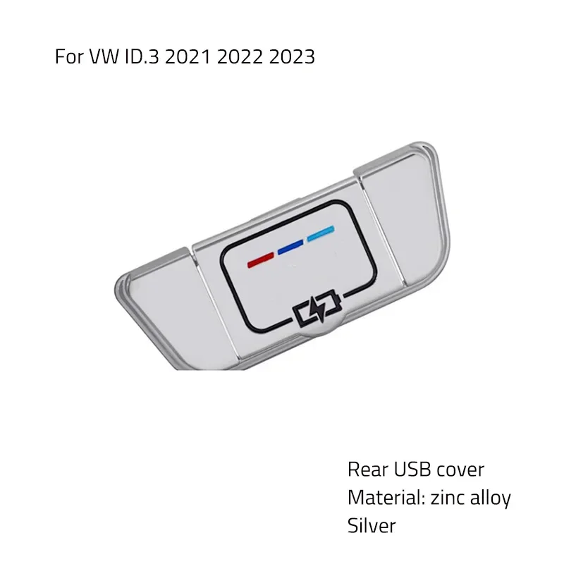 

Интерьер автомобиля, заднее сиденье, USB-панель зарядки из цинкового сплава, отделка, декоративная наклейка, чехол для VW ID.3 2021 2022 2023 2024