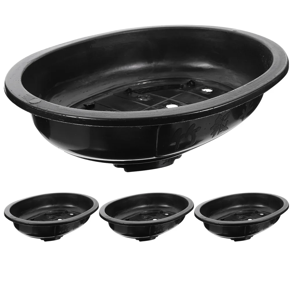 

4 Pcs Oval Flower Pot Large Indoor Planter Home Gardening Square Bonsai Holder Plastic Container Office Ornament